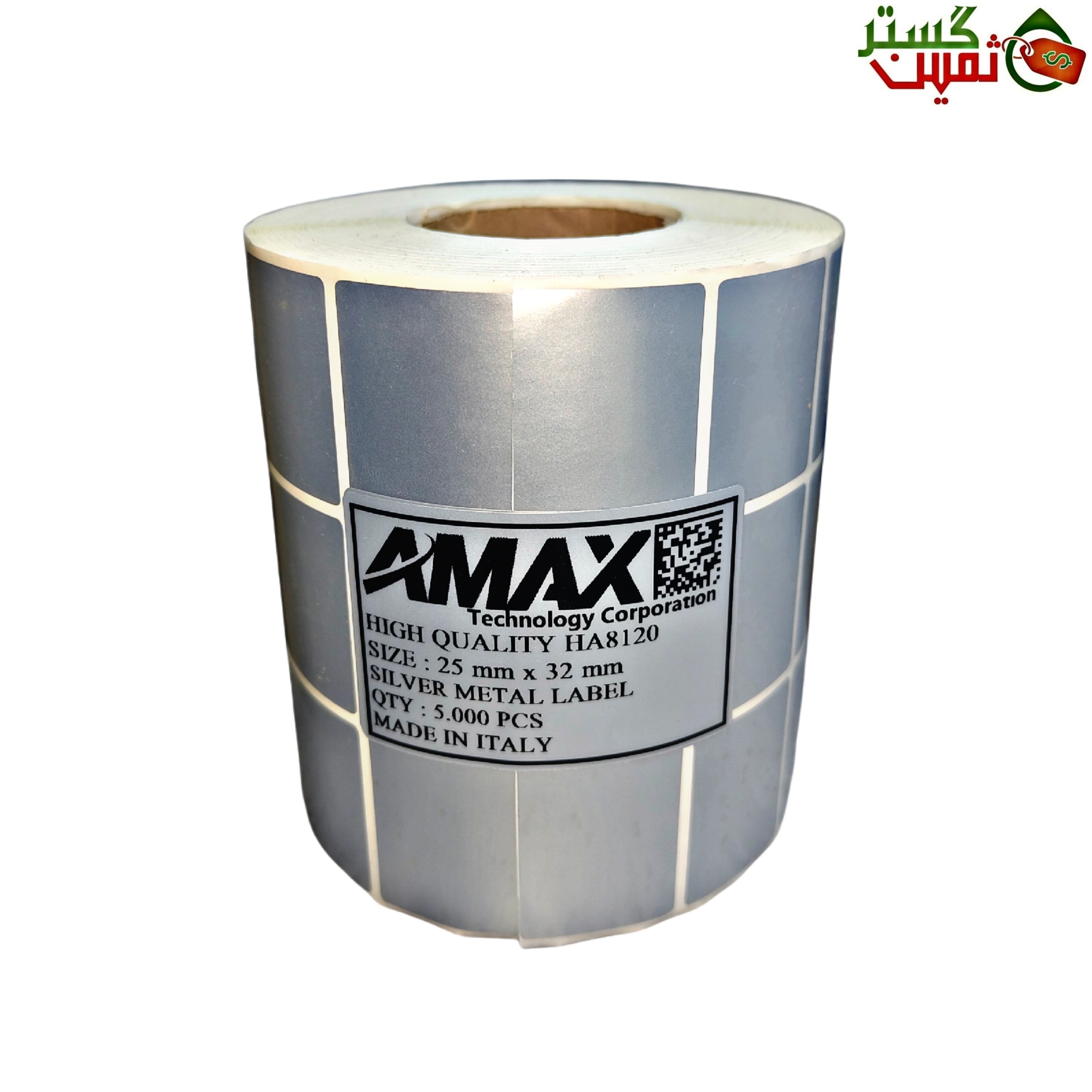 لیبل متال نقره ای ایمکس سایز 25x32 میلیمتر 5000 عددی 
